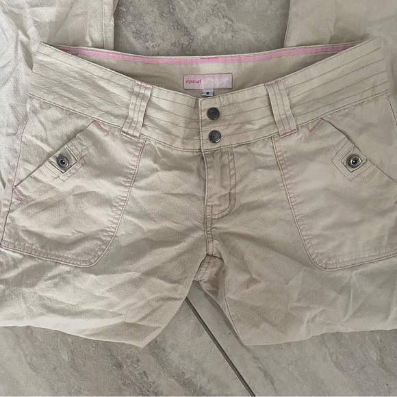 RIP CURL VINTAGE Y2K CREME AND PINK STITCHKNG LOW RISE PANTS SIZE‎ 5 - Picture 3 of 9